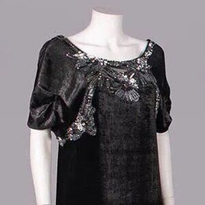 Alberta Ferretti Silk Velvet Blend Dress w/ Silver Sequins